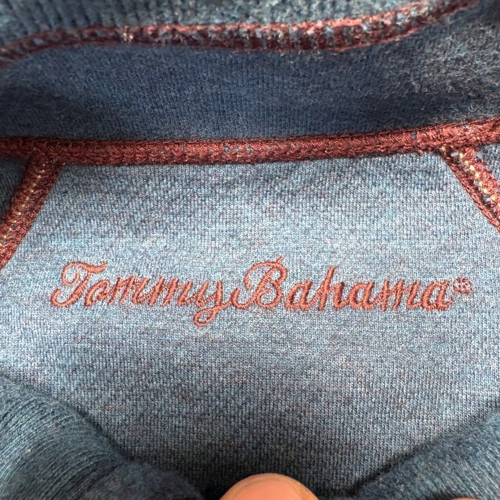 Tommy Bahama Reversible Quarter Zip Pullover Blue Burgundy Mens Large - Picture 7 of 12